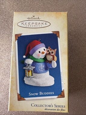 Hallmark Blue Snowman with Red Hat & Green Scarf Ornament Snow Buddies